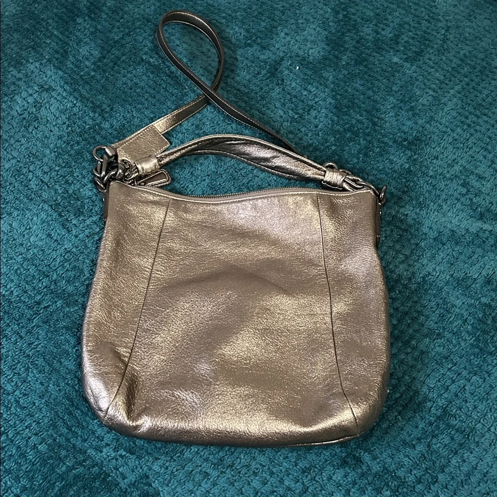 Coach Metallic Silver Leather Clutch - Picture 3 of 11